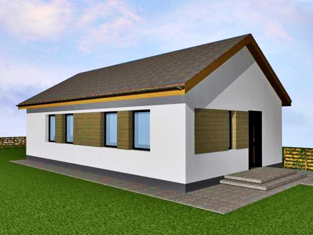 Az Akác kenderbeton mintaház látványterve stabil, lélegző falfelülettel